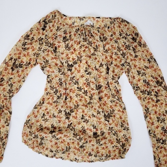 *Free With Purchase* Y2K long sleeve sheer blouse wrinkled texture floral - Picture 7 of 12
